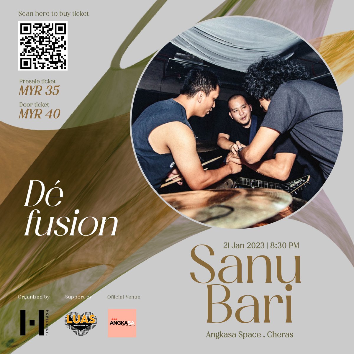 Sanubari post rock show.

Date: 21st Jan 2023
Venue: <a href="/AngkasaSpace/">ANGKA///SA EVENT SPACE</a> 
Ticket: Presale RM35 / Door RM40

Presale ticket link:
alvo.chat/q3Z

hopefully you guys rt help to support this show.