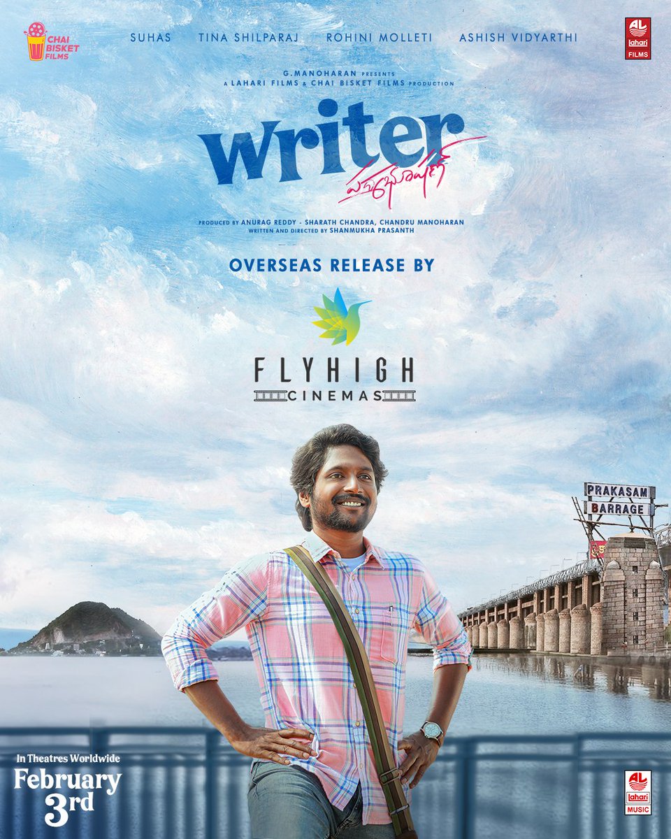 FlyHighCinemas's tweet photo. Delighted to bring you the Hilarious Fun Family Entertainer😊 

#WriterPadmabhushan Overseas Release by @FlyHighCinemas 😇

🇺🇸 USA Premieres on Feb 2⃣nd 

@ActorSuhas @TinaShilparaj #ShanmukhaPrasanth @AshishVid @Rohinimolleti @anuragmayreddy @SharathWhat @ChaiBisketFilms https://t.co/rL95Rcn5wd