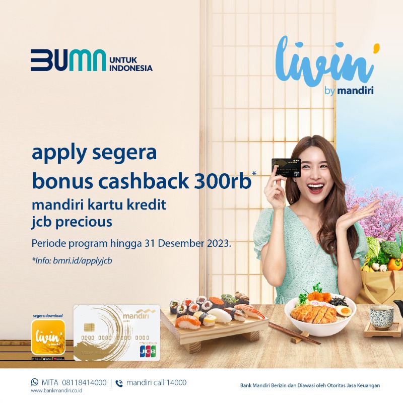 bankmandiri's tweet photo. Jalan-jalan ke destinasi impian di Jepang pakai #MandiriKartuKredit JCB Precious. 
Nikmati diskon hingga cashback tiap belanja dan transaksi lainnya.
Apply sekarang &amp; dapetin welcome bonus cashback Rp300 ribu
Berlaku s.d. 15 April 2023. Info: https://t.co/4fFZC3pSEF
#mandiripromo