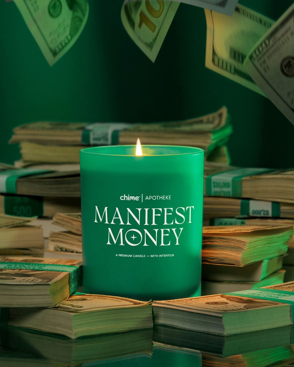 Chime's tweet photo. 🔥Enter for a chance to win a Manifest Money Candle. Start your year with intention and abundance. We're giving away thousands of Manifestation Kits. This is your year, claim it. Enter https://t.co/It10m00Mxu #ChimeManifest

No purch nec. Void where prohibited. Ends 1/25. Rules⬇️ https://t.co/jjyMXDAYat