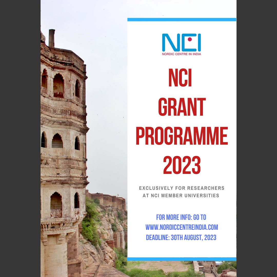 NordicCtrIndia's tweet photo. Happy to announce our NCI Grant Programme 2023! Doctoral level researchers & above, located at #ncimember universities are encouraged to apply
For more information: https://t.co/0VbqmSEPIg
#NCIGrant #NCIGrant #NCITravelgrant #NCIAcademicActivityGrant https://t.co/3RSASuRd54