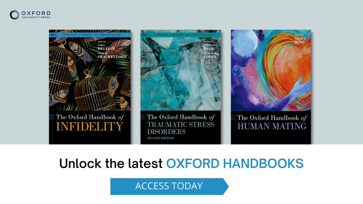 OUPPsychology's tweet photo. The latest Oxford Handbooks present comprehensive reviews from subject experts across the globe, offering insight into past, present, and future research #AcademicTwitter
Browse the Oxford Library of Psychology #OLOP here ➡ https://t.co/d0oALEJLv4 https://t.co/JR7fJr0jEQ