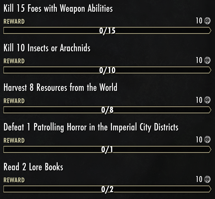 benevolentbowd's tweet photo. Here are your #ESOEndeavors for today (January 18)
Timesaving Tips: https://t.co/jr3BjsrrTG
#ESO #ElderScrollsOnline #TESOnline https://t.co/OBeN6qVVwU
