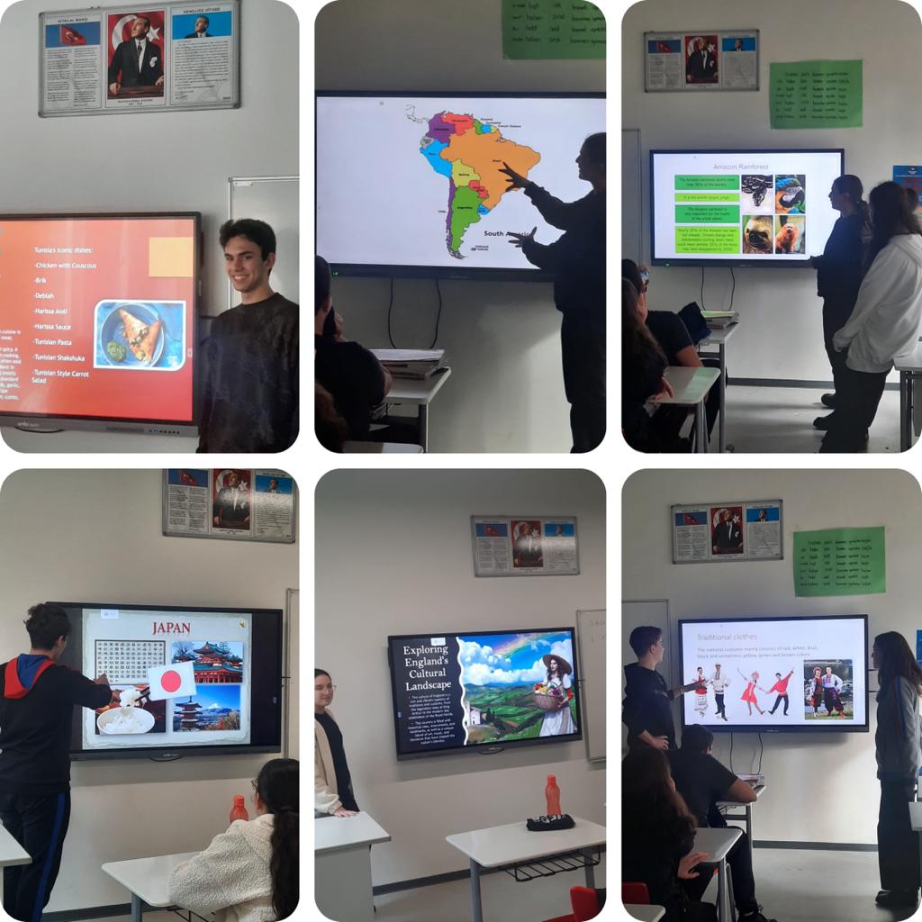 9. Sınıf öğrencilerimiz İngilizce dersinde farklı kültürler hakkında sunumlar yaparak arkadaşlarıyla iletişim becerilerini artırdılar.
<a href="/serdalasl/">Serdal Aslan</a> 
<a href="/tuna_cinar/">Tuna Çınar</a>