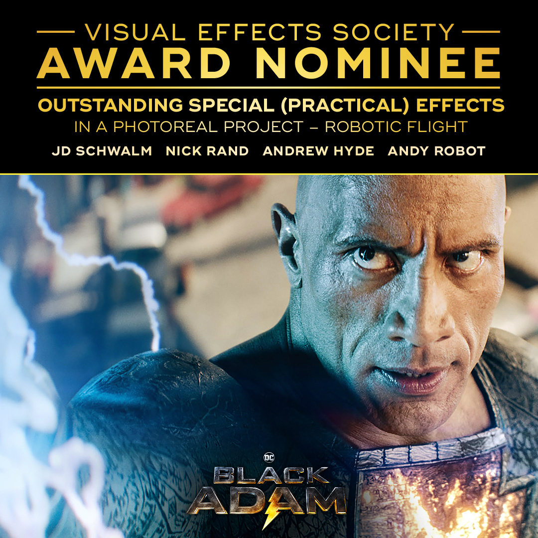 Congratulations to our skilled visual effects team on your #VisualEffectsSociety nomination for Outstanding Special (Practical) effects In a Photoreal Project #BlackAdam