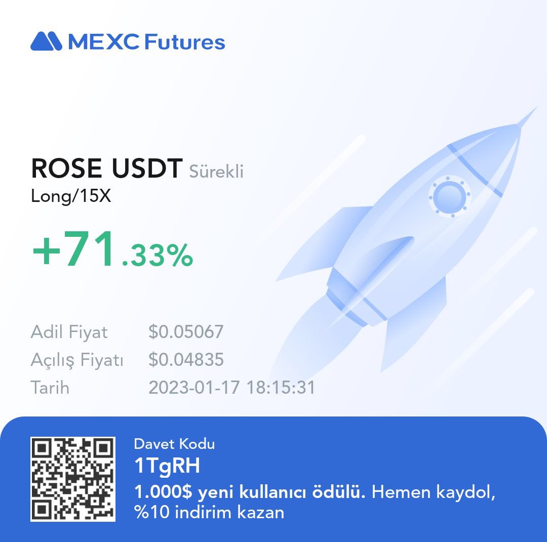 Ücretsiz telegram kanalımızda ROSE işlemini yakalayarak 9/9 yaparak yolumuza devam ediyoruz ✅

Siz de bu şekilde işlemlerden faydalanmak istiyorsanız biodaki bağlantıdan kanalımıza katılabilirsiniz.

#BTC #kripto #coin #Binance #rose #ethereum #shiba #doge