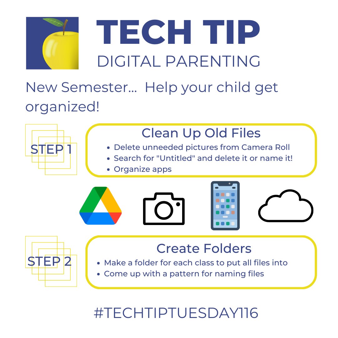 rlascusd116's tweet photo. It's a new semester! Help your child get organized! #TechTipTuesday116 https://t.co/tgIBlhq5JI