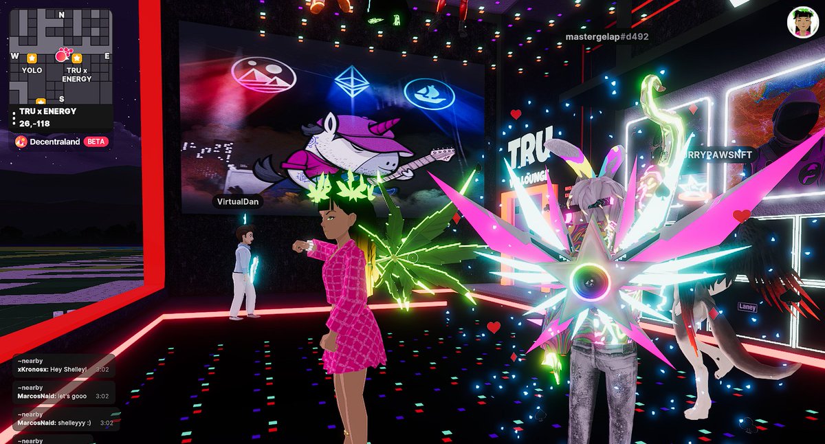 LFG! <a href="/NftFrost/">jackfrost_aLIΞN DJ 👽</a> is playing LIVE in the <a href="/Uniquehorns_nft/">TRUs - The Rocking Uniquehorns NFT</a> #TRUBandRoom at 27,-118 in #Decentraland #DCLFam