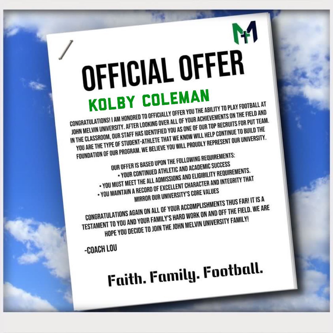 #AGTG Blessed and Honored to receive and offer from John Melvin University 🟢🔵 <a href="/_CoachLou_/">Djuan Louviere (Coach Lou) 🇭🇹🏴‍☠️</a> <a href="/bigfav504/">Marlon Favorite</a> <a href="/MarcusJasmin5/">Marcus Jasmin</a> <a href="/RecruitLouisian/">Recruit Louisiana™️</a>