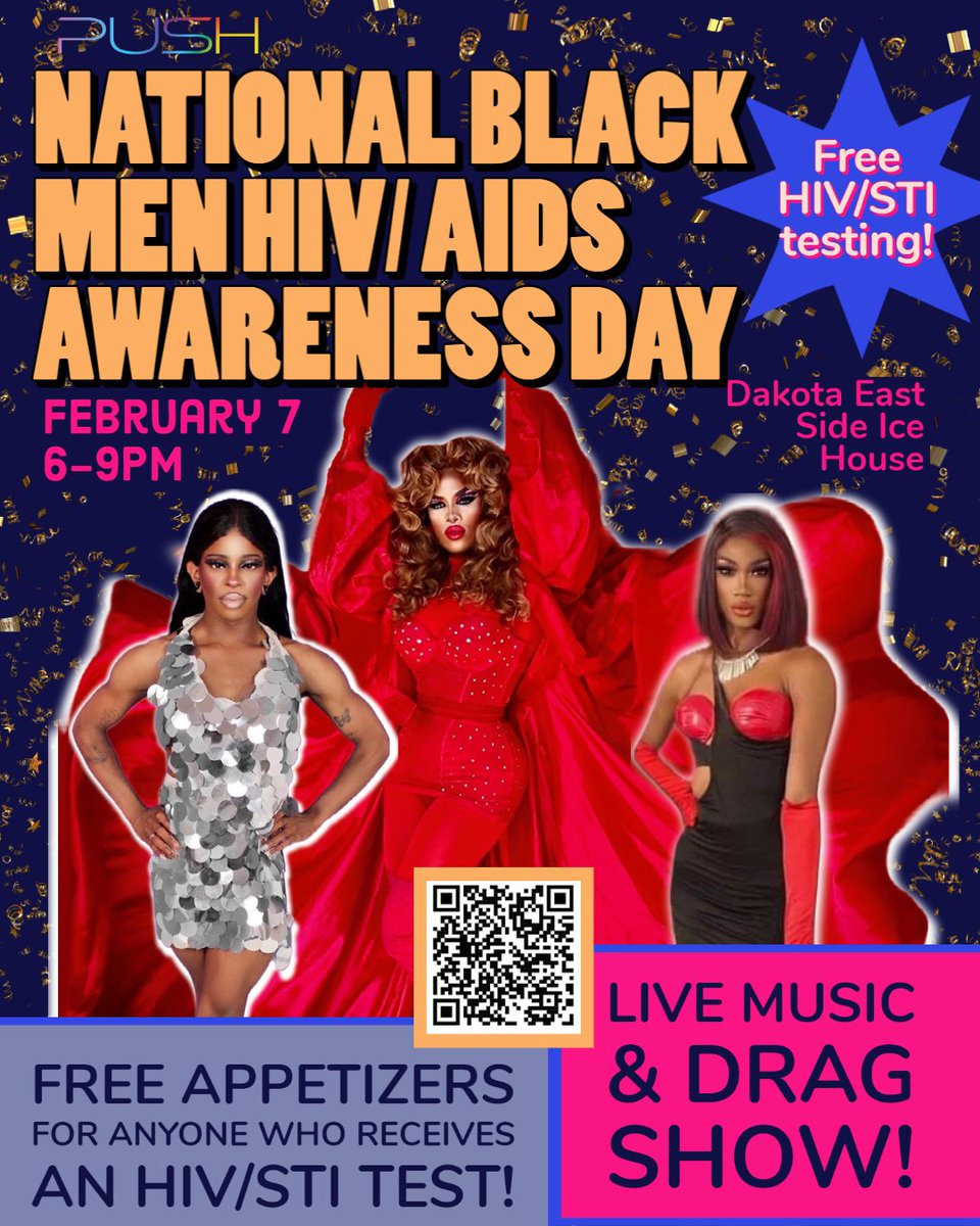 Stop by @thedakotasa on February 7th for free testing, free appetizers, and a free drag show! 🎶Shoutout to @mehgandlux <a href="/the_ms/">M®rGana_§@nTi@Go</a>.joselyn @pradahill for being the queens of the night! 💅
-
#NBMHAAD #PUSH #AARCSA #CommunityEvent #SanAntonio #SATX