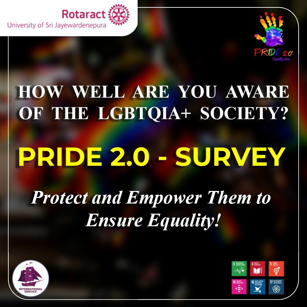 rotaractusjp's tweet photo. PRIDE 2.0 - SURVEY
Project "PRIDE 2.0" is working to ensure that all LGBTQIA+ are seen, heard and understood!
Survey Link: https://t.co/kNkG2MBKae
#EqualityWins #PRIDE2_0 #InternationalService #RACUSJ #Rotaract #Rotaract3220 #ImagineRotary #LearnServeandStrive https://t.co/jEBULB6j6K
