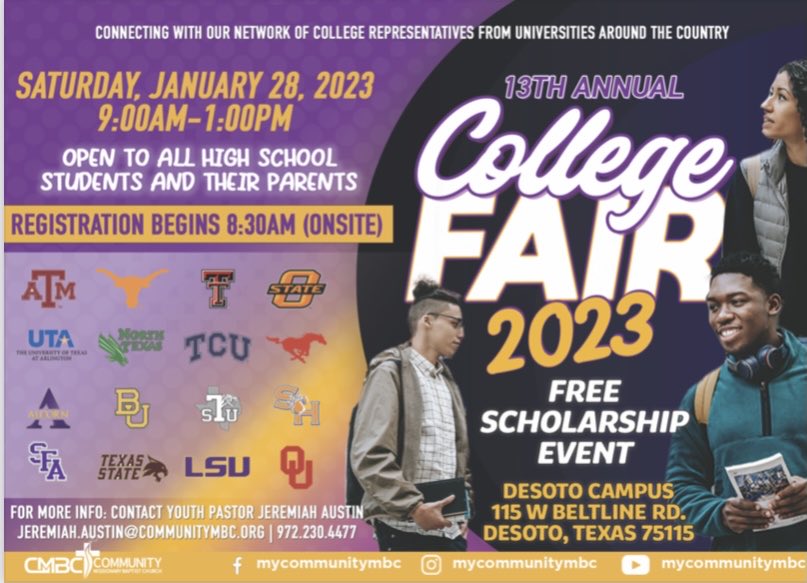UniversityCrossroads (@ucrossroads) on Twitter photo #CMBC High School Students - Open to All college fair <a href="/desotoisdeagles/">DeSoto ISD</a> <a href="/DuncanvilleISD/">Duncanville ISD</a> <a href="/dallasschools/">Dallas ISD</a> <a href="/cedarhillisd/">Cedar Hill ISD</a> <a href="/utagocenters/">UTA GO Centers</a> <a href="/EIFdotorg/">Education is Freedom</a> @UTYEC_Dallas <a href="/fwisd/">fwisd</a> <a href="/GPCollegeReady/">GPISD CollegeReady</a> #CMBC High School Students - Open to All college fair <a href="/desotoisdeagles/">DeSoto ISD</a> <a href="/DuncanvilleISD/">Duncanville ISD</a> <a href="/dallasschools/">Dallas ISD</a> <a href="/cedarhillisd/">Cedar Hill ISD</a> <a href="/utagocenters/">UTA GO Centers</a> <a href="/EIFdotorg/">Education is Freedom</a> @UTYEC_Dallas <a href="/fwisd/">fwisd</a> <a href="/GPCollegeReady/">GPISD CollegeReady</a>