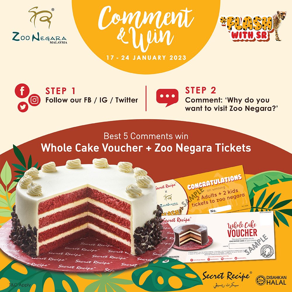 secretrecipemy_'s tweet photo. Korang! Nak tiket Zoo Negara &amp; kek tak? 🔖🎂😍
 
Secret Recipe ada fundraising campaign untuk Cheetah di Zoo Negara bernama Flash 🐯 Kalau nak, join giveaway contest! Follow our twitter &amp; quote tweet ni. Bagitahu “why do you want to visit zoo negara?”
 
#SecretRecipe #MeetFlash https://t.co/Y5Gp3hAZxg