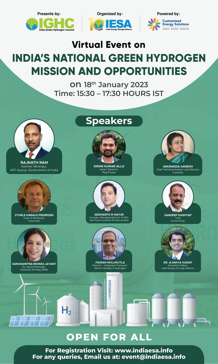 Mr Sandeep Kashyap, COO of ACME Group will address the conference on India's National Green Hydrogen Mission and Opportunities! Register at indiaesa.info

#greenhydrogen #greenammonia #renewableenergy #solarenergy