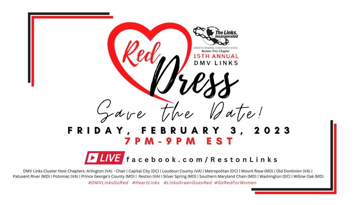 Mark your calendars!  

#restonlinks #restonlinksgored #dmvlinksgored #heartlinks #linksgreengoesred #goredforWomen