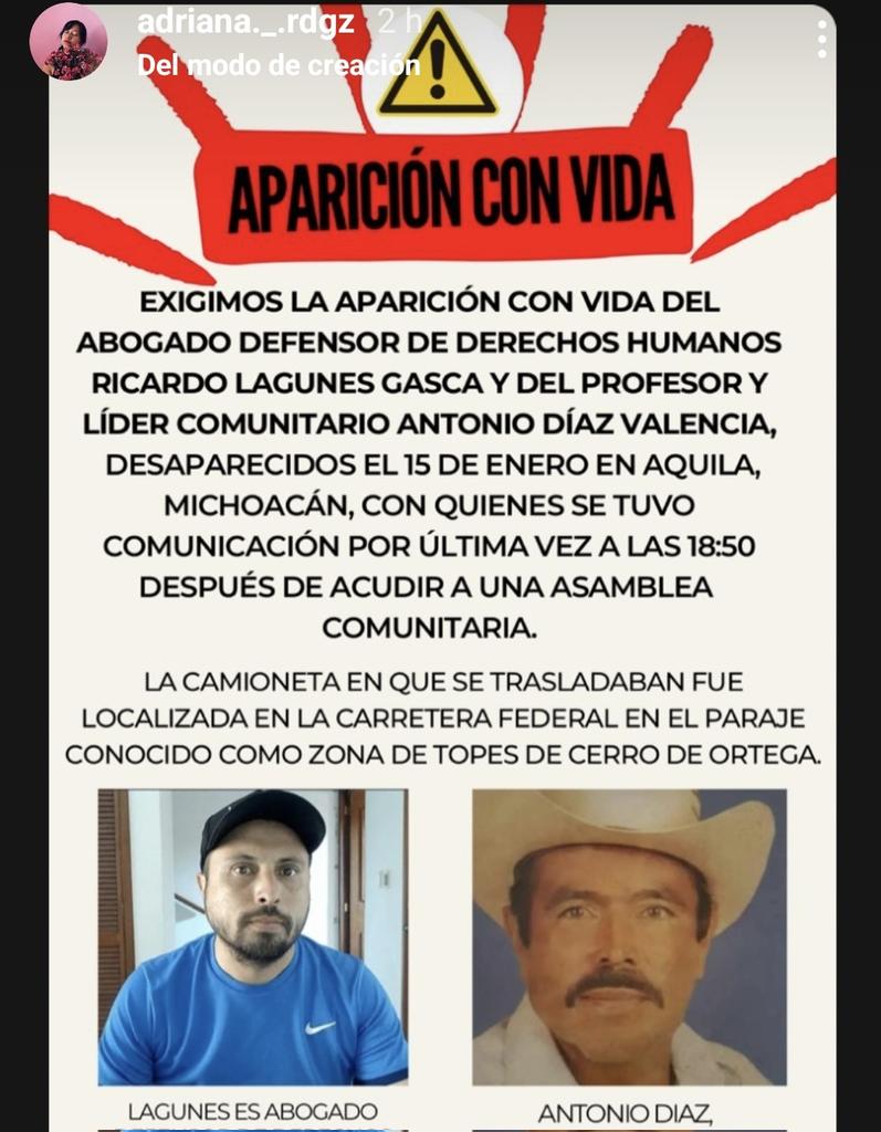 MiriamGloriah's tweet photo. Exigimos la aparición con vida d defensor d derechos humanos Ricardo Lagunes Gasca
 #todosporricardoyantonio @adan_augusto,  @lopezobrador_ @GobiernoMX @Busqueda_Mx @segob_mx @mpicdmx @cndh @CNDH @FiscaliaColima @FiscaliaMich @A_Encinas_R @KiQuinta @ARBedolla https://t.co/vauQeoxmgX