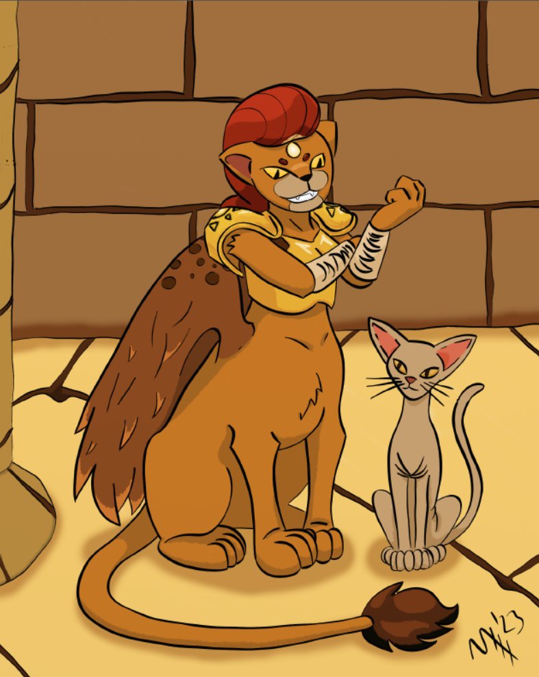 nyxx6030's tweet photo. sphinx chillin. inspiration from a dice forge card. #diceforge #fanart #enbyartist #sphinx https://t.co/iycuSJyLtb