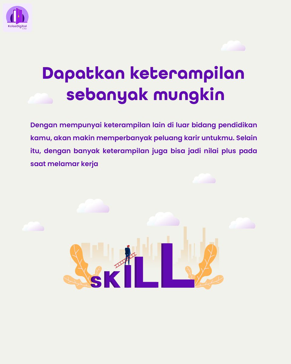 kelasdigital_id's tweet image. Bagi kamu yang baru lulus kuliah atau sedang dalam proses pengerjaan skripsi, pasti nantinya ingin mendapatkan pekerjaan dengan mudah, kan? 

Nih, Kelas Digital ada tips untuk kamu yang mau membangun karir. Simak yuk!

#KelasDigital #LearningSharingCollaborate #LifetimeLearning