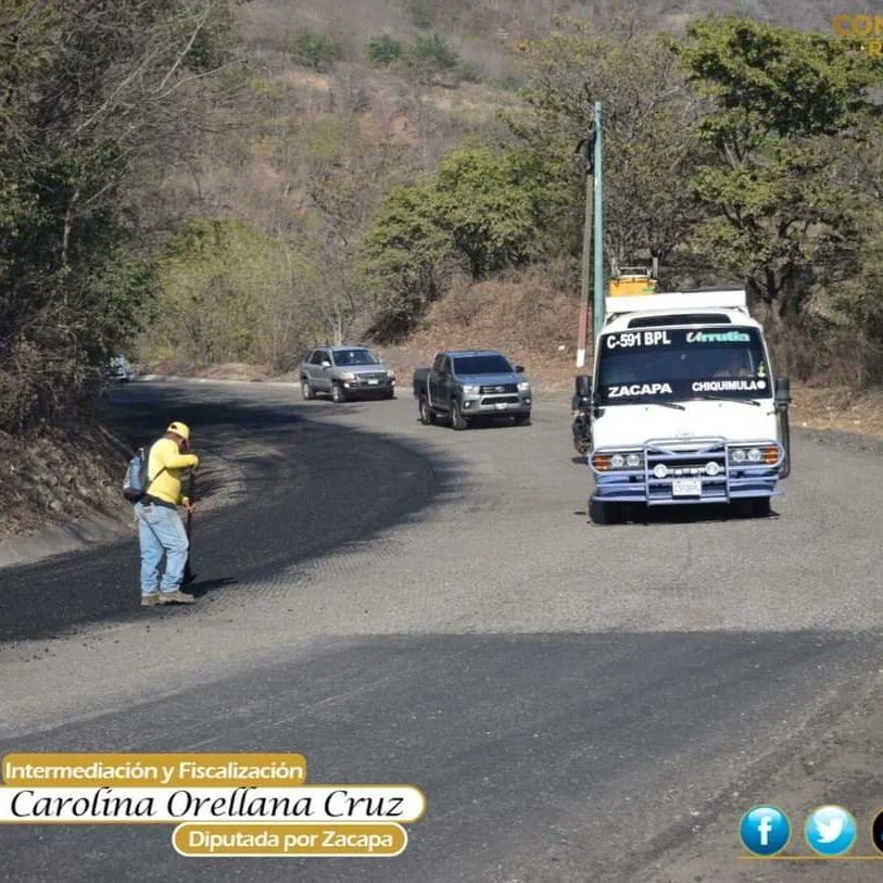 He verificado en mi labor de FISCALIZACIÓN, los trabajos de rehabilitación de la carpeta asfáltica de la CA-10, carretera que va de Río Hondo, Zacapa a Aldea el Ingeniero de Chiquimula.

Por Zacapa, Con Zacapa y Para Zacapa.