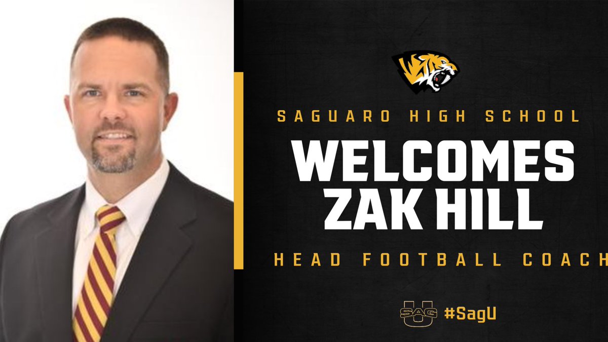 Please join @SaguaroSUSD in welcoming our new @saguarofootball Head Football Coach Zak Hill (@ZakHill10).  #SagU #OneTeamOneFamily