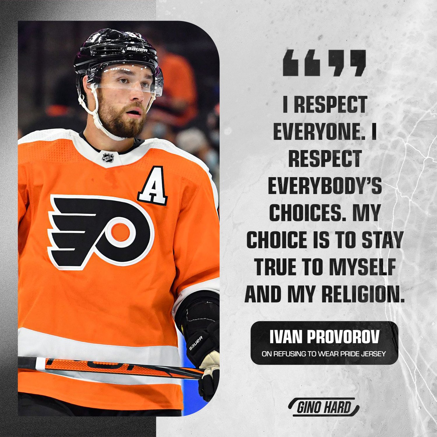 Gino Hard on X: Ivan Provorov comments on why he refused to wear