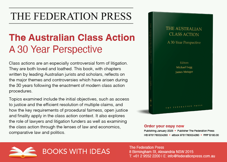 We're pleased to announce that, 30 years after class actions were introduced into Australia, we’ve published an edited collection by @LitigatorLegg and James Metzger @UNSW reflecting on the major themes and controversies of group actions.
federationpress.com.au/product/the-au…