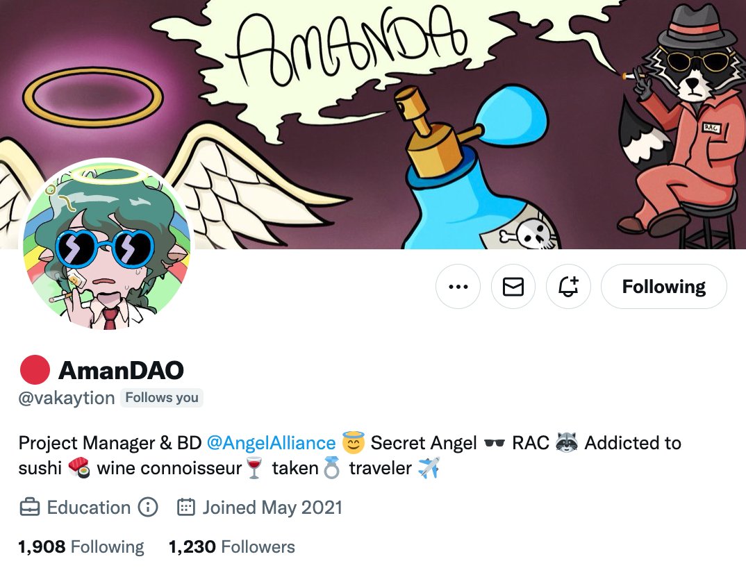 🌟 The <a href="/AngelAlliance/">AngelAlliance</a> is an incredible project connecting Web3 projects with charitable organizations, and <a href="/vakaytion/">Amanda</a> is the driving force behind it.

A speaker at the 2022 Web3 Summit in Miami, this amazing lady and the organization she reps are definitely "need to knows." 🌟