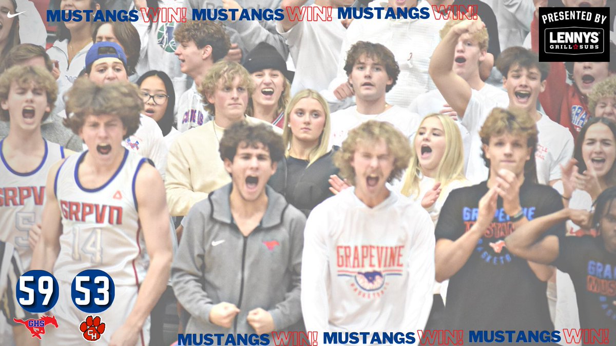 GHSmustanghoops's tweet photo. That was fun 😁

Grapevine 59
Colleyville 53 

Final score is presented by @LennysGrapevine 🫡 https://t.co/v7F5DFfSC7