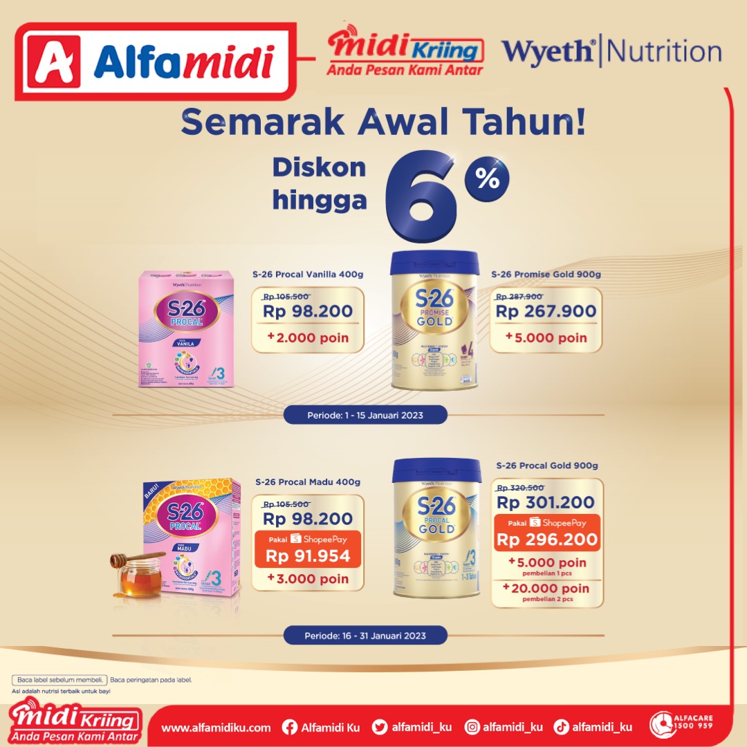 alfamidi_ku's tweet photo. Dapatkan HARGA SPESIAL semarak awal tahun untuk berbagai pilihan produk S-26 berikut π
Yuk, berikan nutrisi terbaik untuk si Kecil kesayangan π₯°
Perhatikan periode & detail promonya.
#AyokeAlfamidi #AlfamidiUntukIndonesia #Alfamidi #PromoAlfamidi #PromoWyeth https://t.co/VqFxwNNcQG