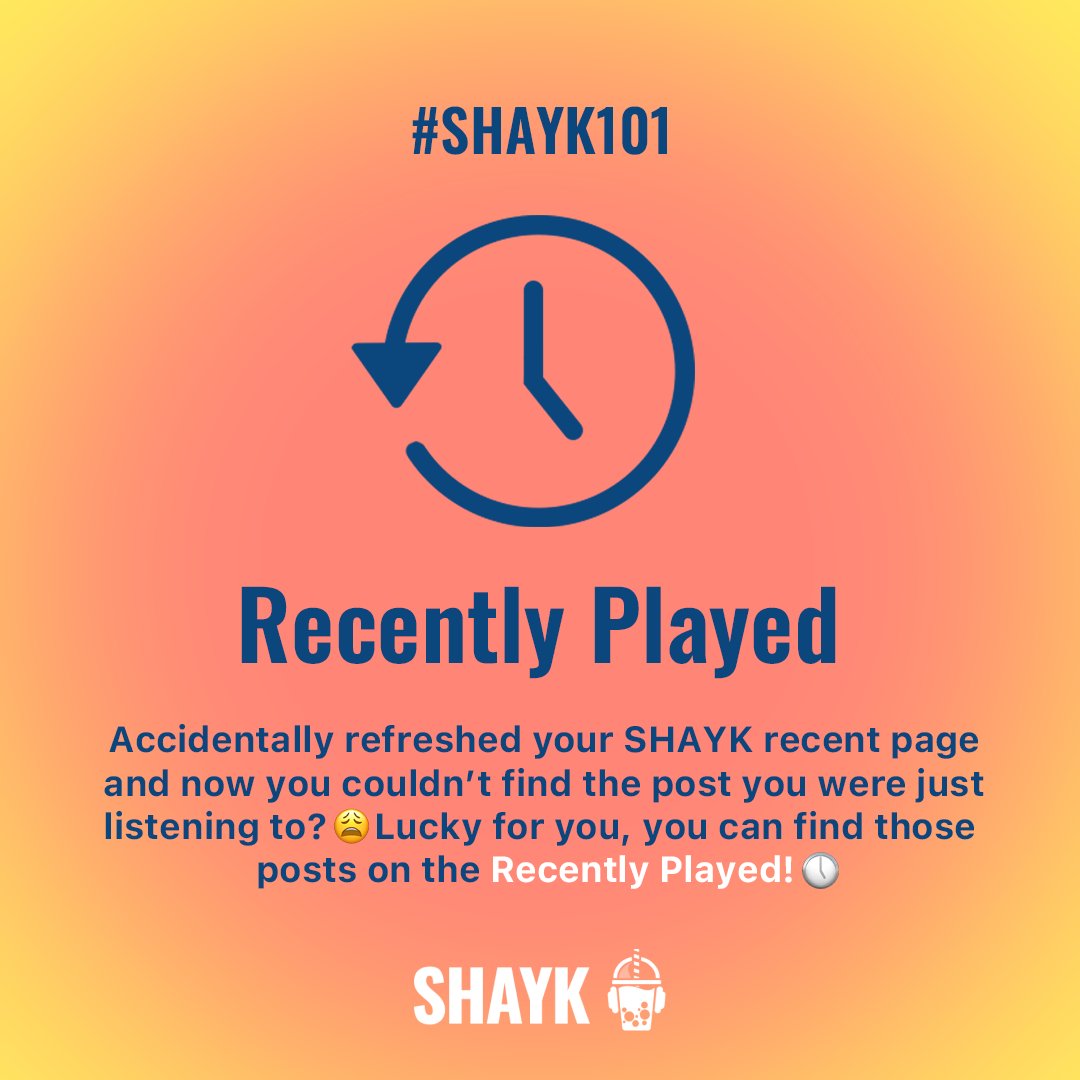 Giggling at a hit tweet only to accidentally refresh your Twitter and now it's gone? 🤣Couldn't be me lol 😏 Find your Recently Played SHAYK posts by going to this icon on your profile! 🕔