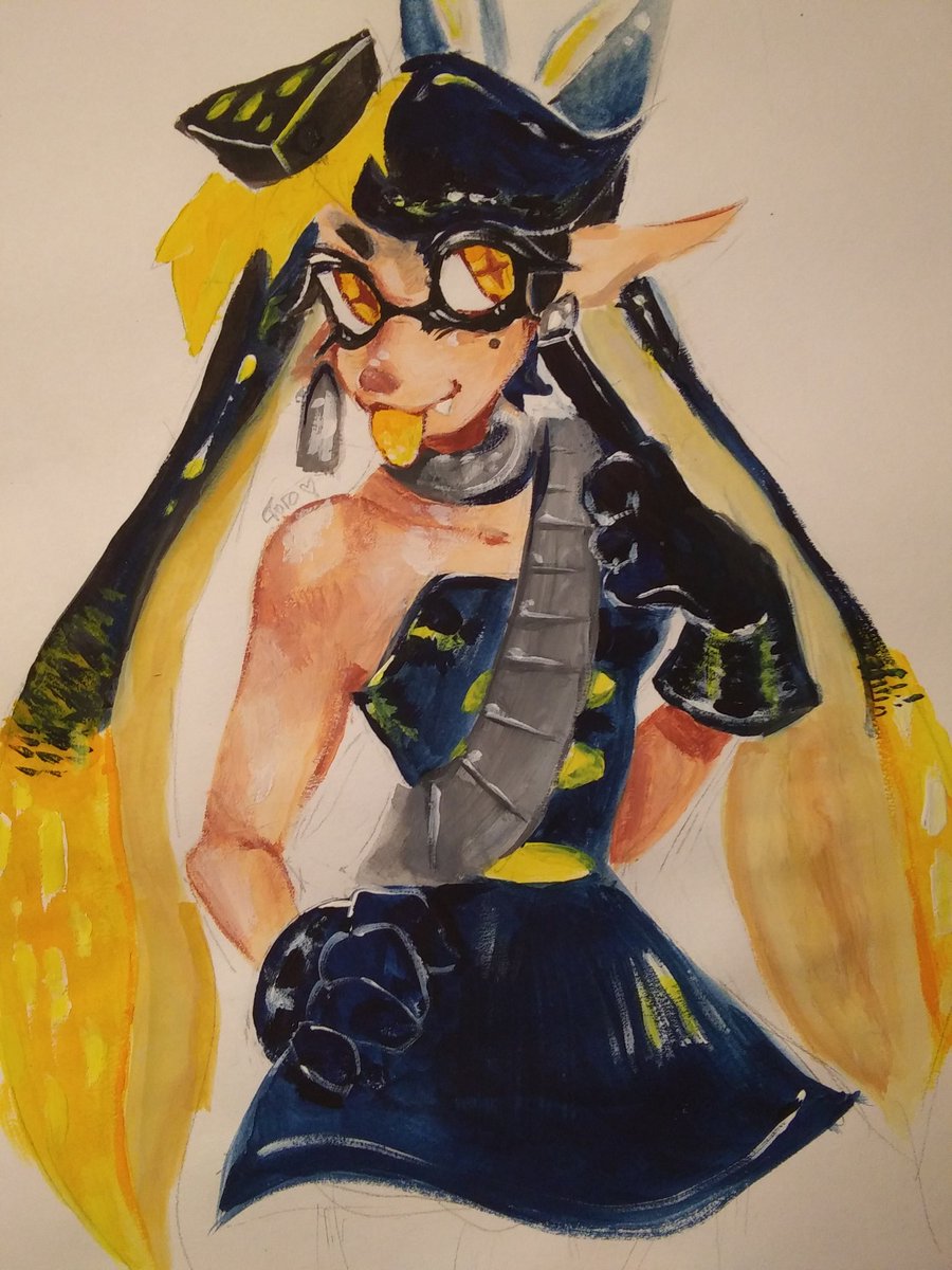 Gouache paints for the first time!!! I loved painting this, gouache is so flexible ❤❤ #Callie #Splatoon #Splatoon3 #art #gouache