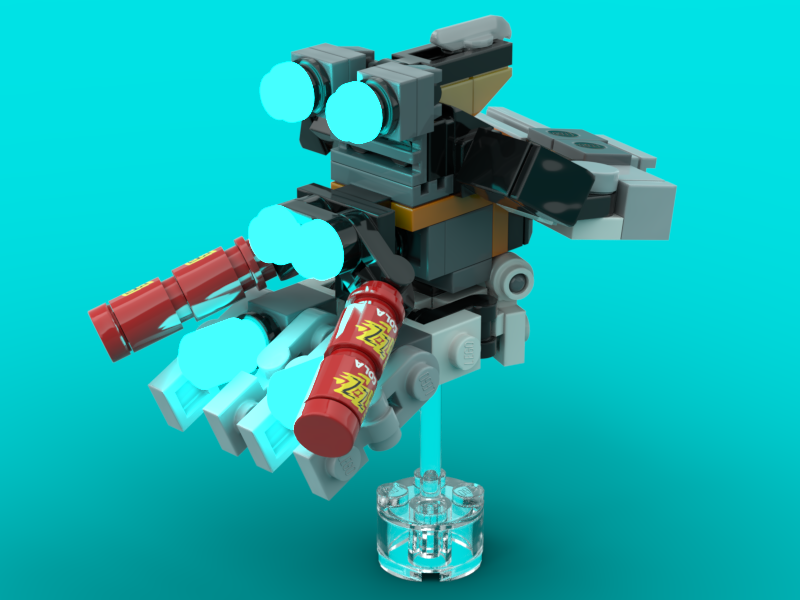 Returnethtobase's tweet photo. Update to the HT-01SR Ruschia Nana, the space ready variant of the Ruschia. Revamping the backpack allowed for the legs to fully fold back which consolidates all the thrusters for a cruise mode for increased acceleration. #Lego #MFZ #mf0 #mecha https://t.co/ndBtncV0E9