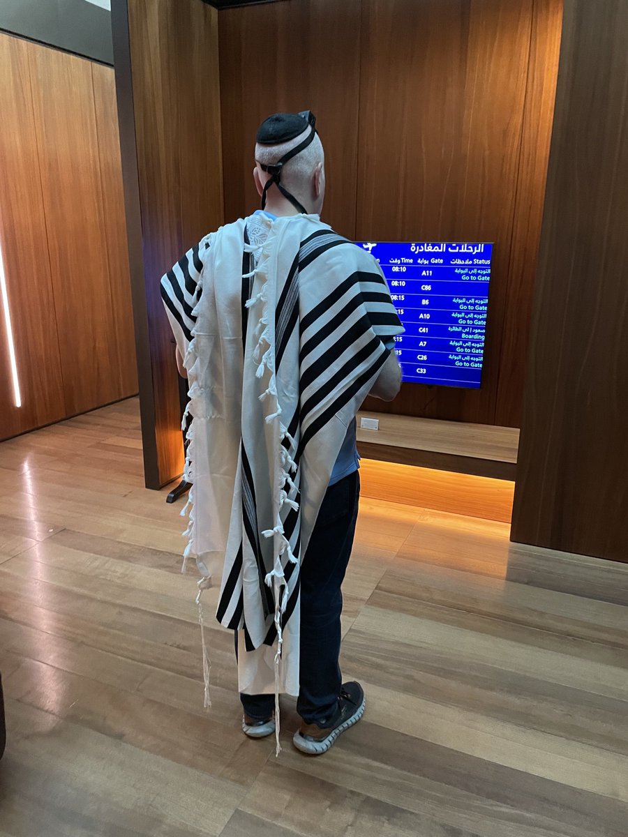 GreenblattJD's tweet photo. I remember when I began traveling to Arab countries it felt unusual to put on tefillin when I prayed. Not uncomfortable just different. Now feels normal. I’m at #Doha airport enroute 2 #Riyadh praying for continued development of peace. We’ve come a long way-but still lots to do! https://t.co/1f158mbxT8