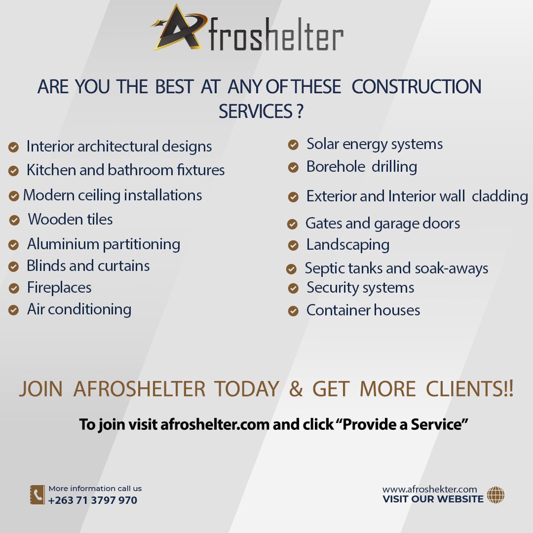 AfroshelterInc's tweet photo. Want to stand out in the construction industry? Showcase your work and connect with new customers with a business profile on https://t.co/2sTQ6g6W9A #constructionmarketing #growyourbusiness" https://t.co/VefVgeqrCj