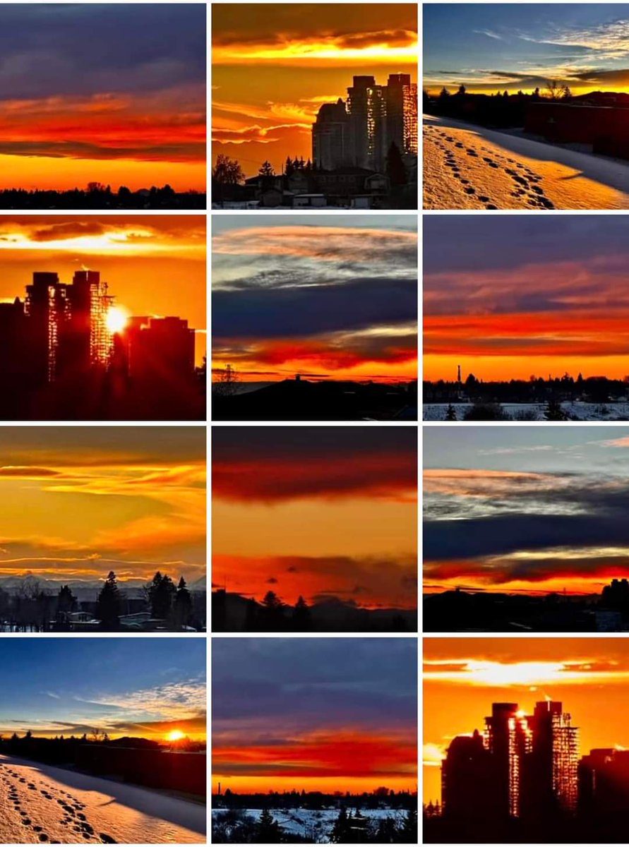 Padhaaro hamaarey desh series ❤️

Collagr of our sunset evolving from a glorious golden hour to deep red after the sun dipped beneath the horizon. 

Calgary, Alberta, Canada. 

#Yycliving #Alberta #AlbertaTourism #ImagesOfCanada
📷Joy D