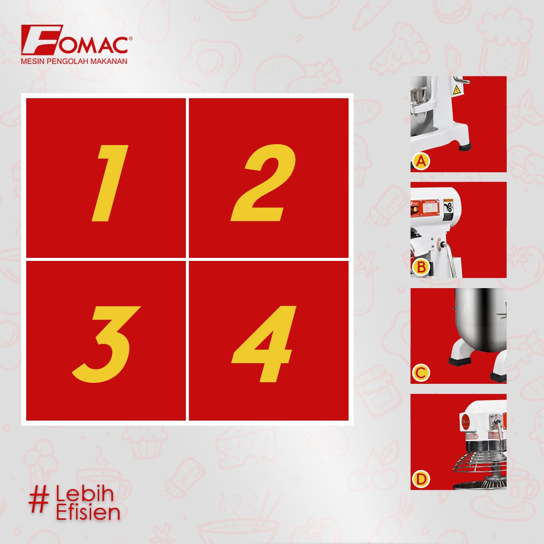 fomac_id's tweet photo. Yuk main Games bareng Fomin!!

Coba susun puzzle berikut sampai membentuk Planetary Mixer DMX-B15A dengan sempurna!

Contoh : 1C-2B-3A-4D
Tulis jawaban kamu di kolom komentar ya!

#fomac #mesinpengolahmakanan #tebakgambar #games #puzzle #mixer #foryourpage #produk #adonan #fyp https://t.co/RIZKxeJvlJ