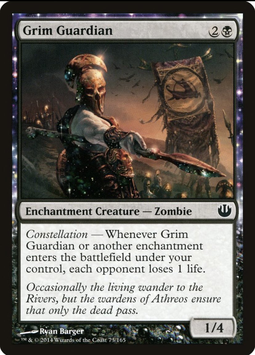 FlavoryTextMTG's tweet photo. “Occasionally the living wander to the Rivers, but the wardens of Athreos ensure that only the dead ass.”

Set: Journey Into Nyx
Illustrator: Ryan Barger

#MTG #MagicTheGathering #FlavorText #tabletopgames https://t.co/CnsbfyW8SX