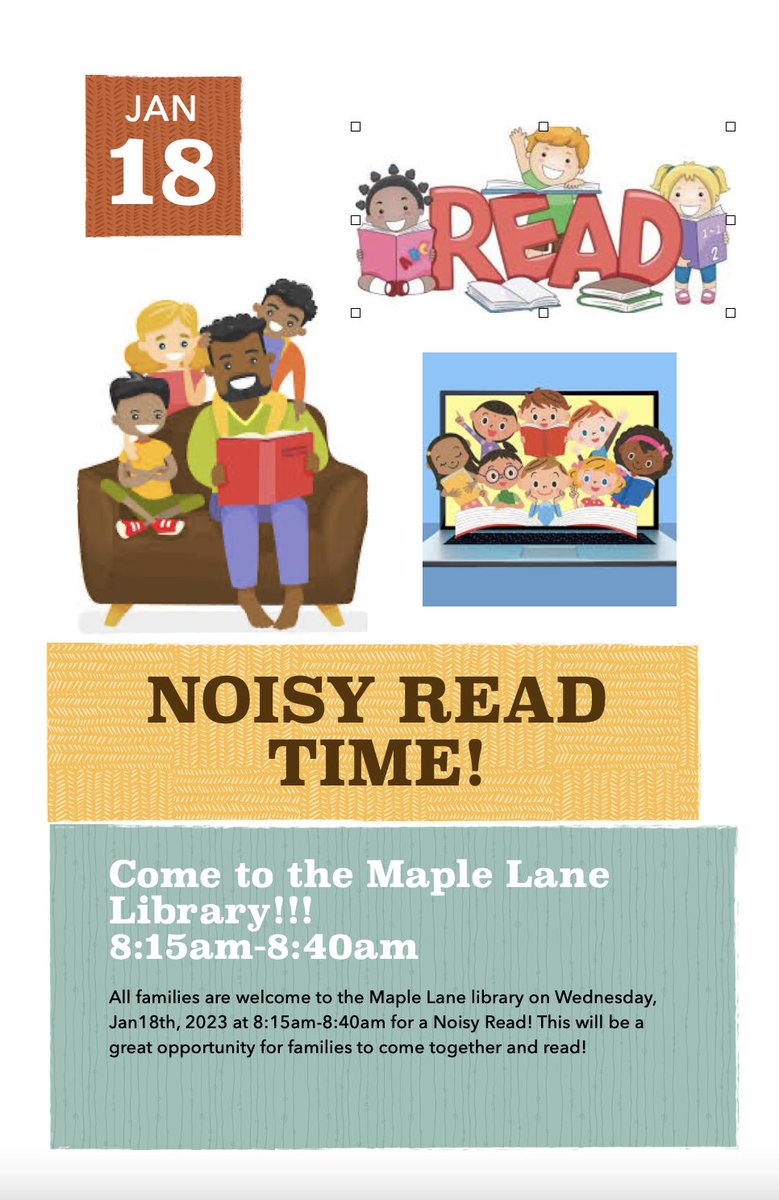 LisaSchwartz05's tweet image. Hello @maplelanerd38 families.  We hope to see you at our Noisy Reading event tomorrow.  #sd38learn