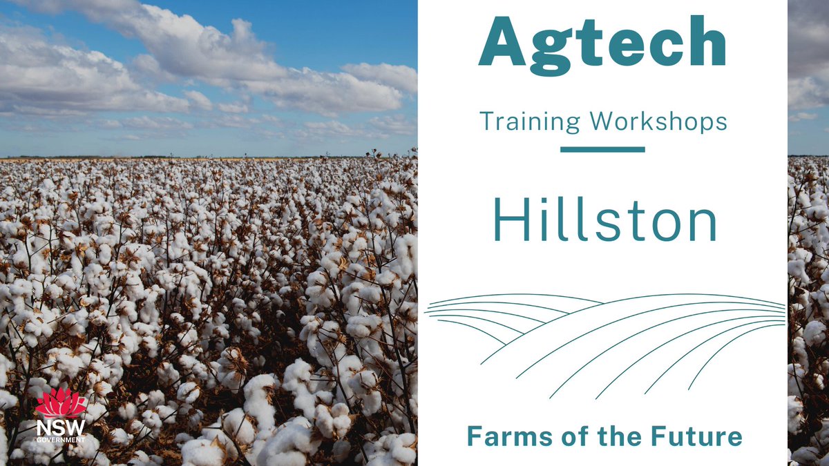 FREE Training Day - Monitoring your farm with Agtech
. 8th February
. Hillston
GRANTS: This training session is a prerequisite to apply for a Farms of the Future grant

Learn:
.  Farm connectivity
.  Planning Agtech devices for your farm
bit.ly/3iT96ku