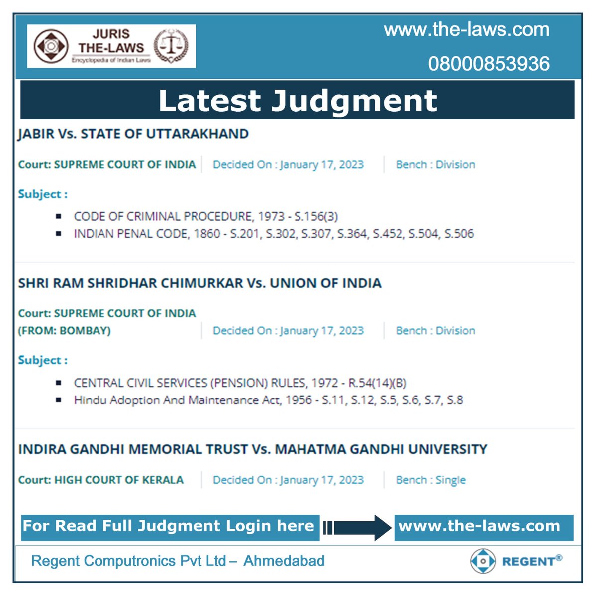 TheLaws_Regent's tweet photo. TheLaws launched A Complete Law Library on Mobile &amp; Website https://t.co/dm2P8iTykj . for getting world class experience of searching Judgments of High Courts and Supreme court download our latest App
Android: https://t.co/0nWLZoNdfV
IPhone: https://t.co/Fhdv8X6uWb
#JurisTheLaws https://t.co/T7O99VzIb9