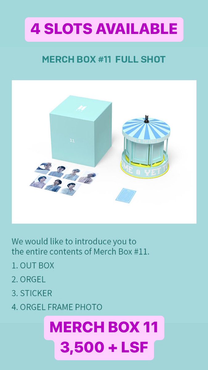ot7buddies's tweet photo. Lfb wts

Merch box 11
Secured not yet onhand
40/30/30 terms💰3,500
PAYO 💰 3,200
Comment mine or DM! 

Normal ETA: 5-8 weeks after Kr address

Can send proofs and pictures
Sealed and complete
Strictly no cancellations &amp; refunds

#btsmerchph #bts #bt21 #kpopmerch #kpopmerchph https://t.co/4QbNX9P7IG