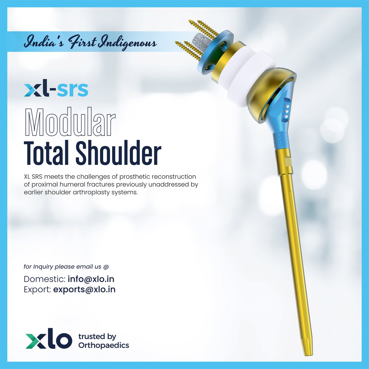 xlortho's tweet image. 𝐱𝐥_𝐬𝐫𝐬 • 𝐌𝐨𝐝𝐮𝐥𝐚𝐫 𝐓𝐨𝐭𝐚𝐥 𝐒𝐡𝐨𝐮𝐥𝐝𝐞𝐫
.
XL-SRS recreates the #anatomic reality of the #body in joint fixation #technology , which improves mobility and greatly enhances the #quality of life. 
#shoulder #shoulderreplacement #doctor #surgeon #surgery #hospitals