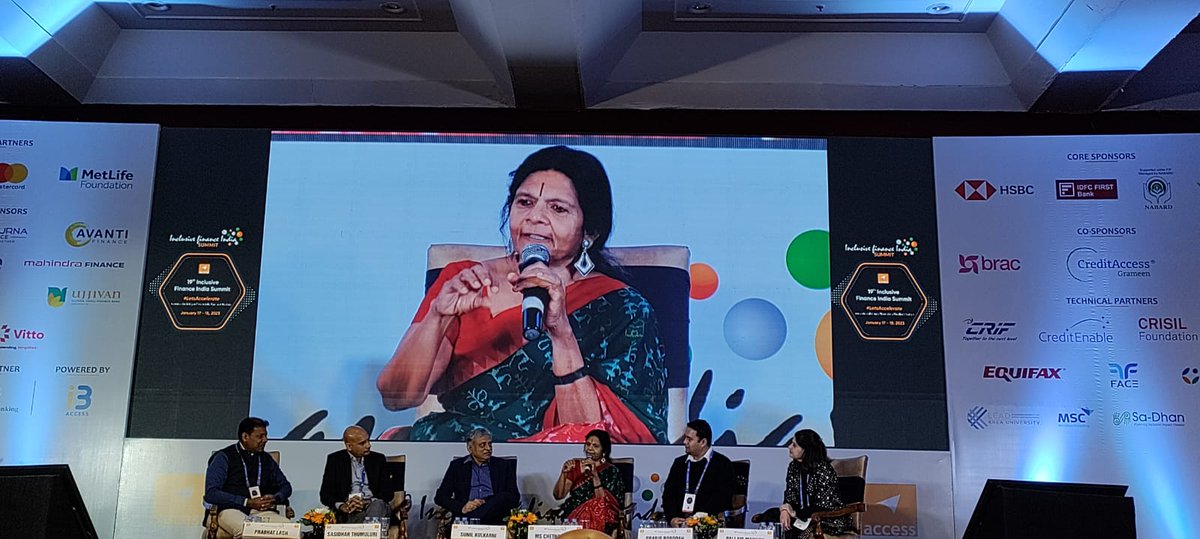 BMGFIndia's tweet photo. “Sell what they want, not what we have,” said @chetnavsinha, Founder &amp; President of @MannDeshiOrg, while talking about the importance of customer centricity in banking services and in customer-agent relationships. #IFI2022 #LetsAccelerate @ACCESSDevelopm3 https://t.co/brx9Jybau4