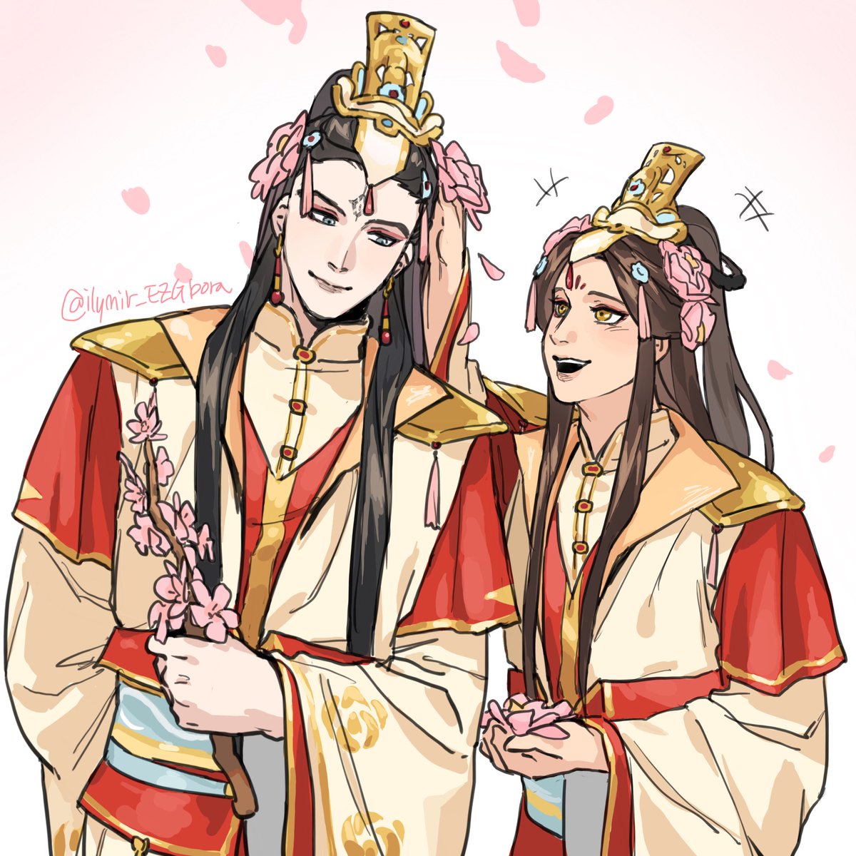 「Junwu and Xielian cross makeover #TGCF #」|BORA🧧junwupapaのイラスト