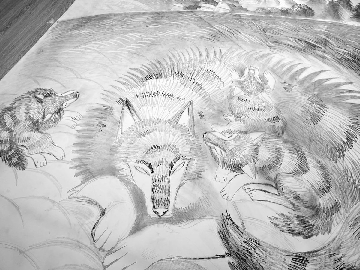 クリスマスライブペイントの狼の絵は、今月26日くらいまでギャラリーに展示頂いています✴︎ 