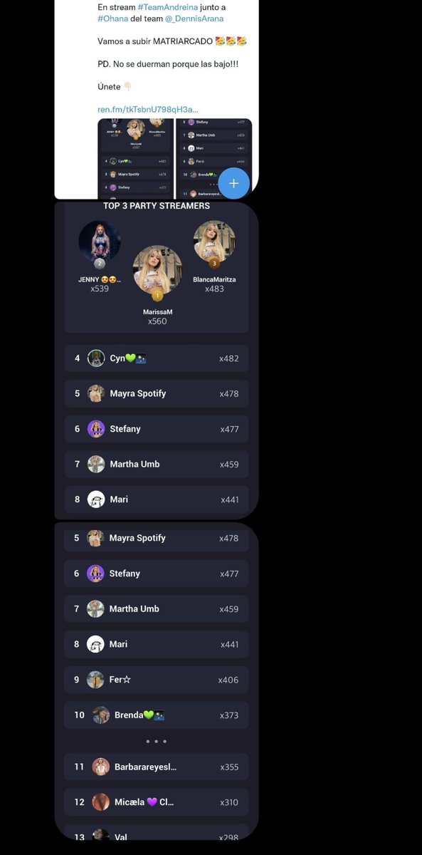 ASÍ OBLIGA MICAELA A LAS CHICAS QUE FORMAN PARTE DEL GRUPO #TEAMANDREINA PARA QUE SIGAN CON SU AUTO CLICK🤪

ASÍ LES DICE: “NO SE DUERMAN QUE LAS BAJO”, LAS CHICAS NO PUEDEN DORMIR HASTA QUE CUMPLAN. 

SI NO REPRODUCEN VARIAS VECES 
LA CANCIÓN SERÁN ELIMINADAS DEL GRUPO DE FANS😱