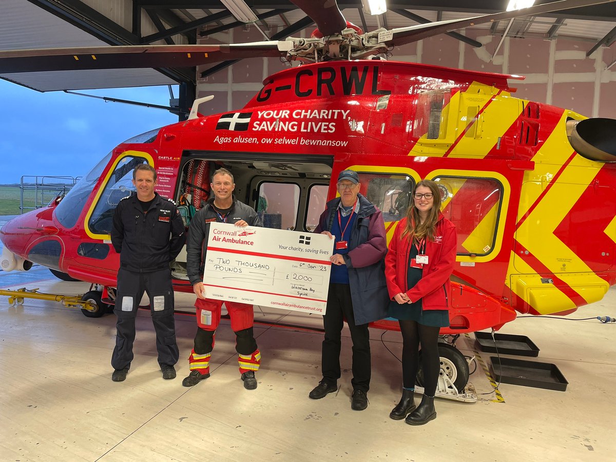 We were delighted to present <a href="/cornwallairamb/">Cornwall Air Ambulance</a> with a cheque for £2,250 from the 2022 event.

Thanks to match funding, it takes the total donated last year to £4,250 for this vital charity &amp; local charities have received the benefit of over £30k in donations since 2018.

#WBS23