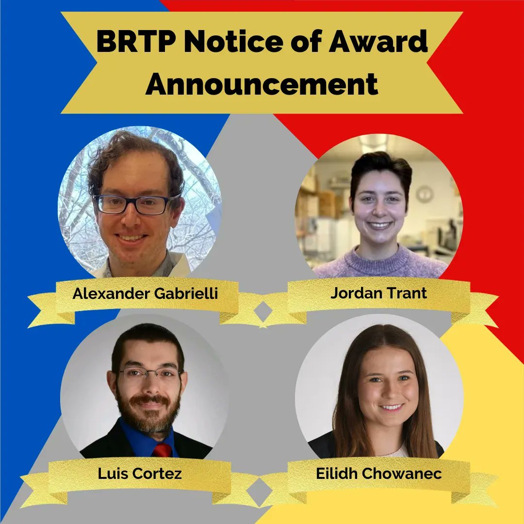 🎉🥳  Make some noise!!🥳 🎉 Check out our awesome MSTP students who received the Biomedical Research Training Program (BRTP) Scholarship for this year! Congrats to Alex G (G3-P5), Jordan T (G2-P4), Luis C (G2-P4), and Eilidh C (G1-P3)!