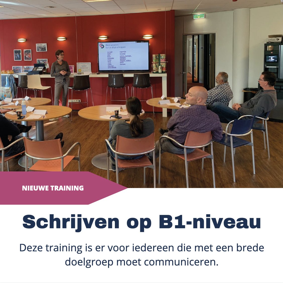 NIEUWE TRAINING: SCHRIJVEN OP B1-NIVEAU
Steeds vaker stellen opdrachtgevers eisen aan het taalniveau waarin gecommuniceerd mag worden met o.a. bewoners. In deze training leren we je begrijpelijk schrijven.
Interesse? communicatieschakel.nl/schrijven-op-b…

#taaltraining #communicatietraining