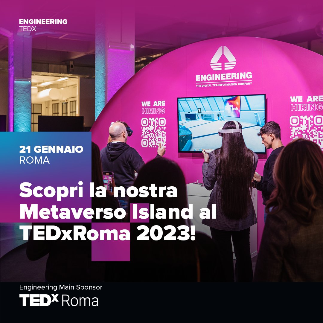 Che impatto ha la trasformazione digitale sulle nostre emozioni e sui nostri pensieri? 

Questo il tema del #TEDxRoma2023 e noi, che di Digital Transformation ce ne intendiamo, siamo fieri di annunciare di essere main sponsor dell'evento!

Scopri di più: eng.it/whats-on/event…